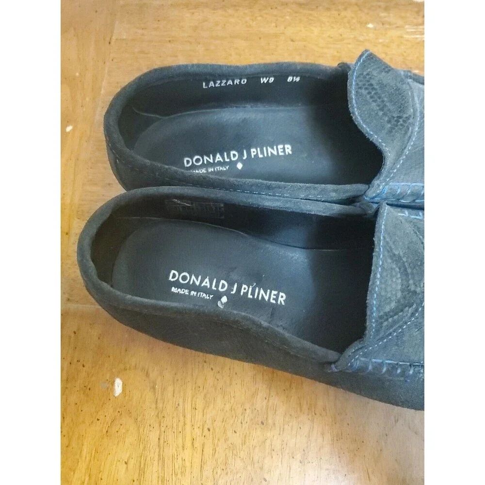 Donald Pliner Lazaro Gray Snake Blue Detail Men's Slip On Loafers Shoes Size 8.5